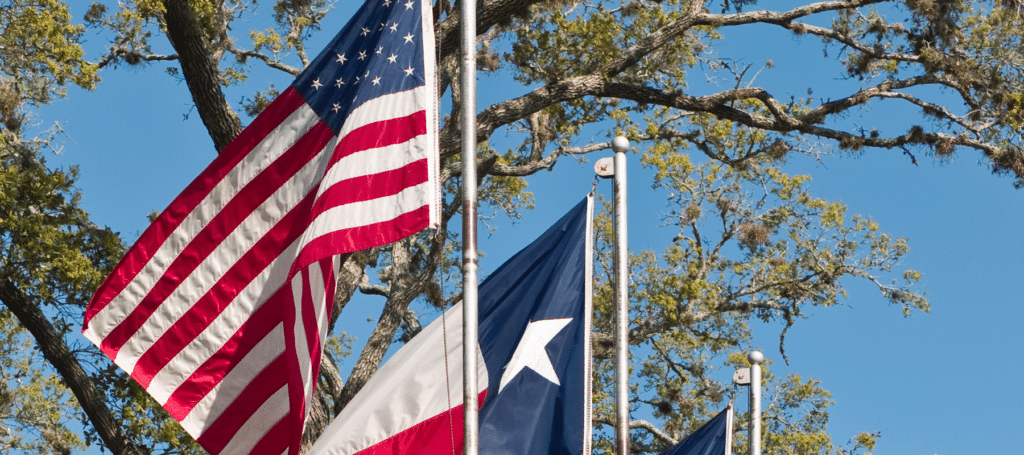 american flag flying in the wind in victoria, tx