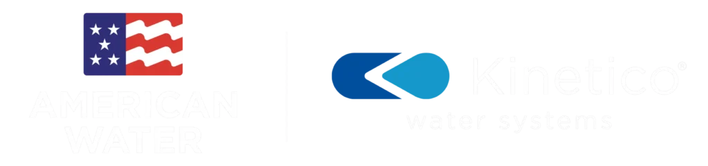 Logos for American Water and Kinetico water systems side by side.
