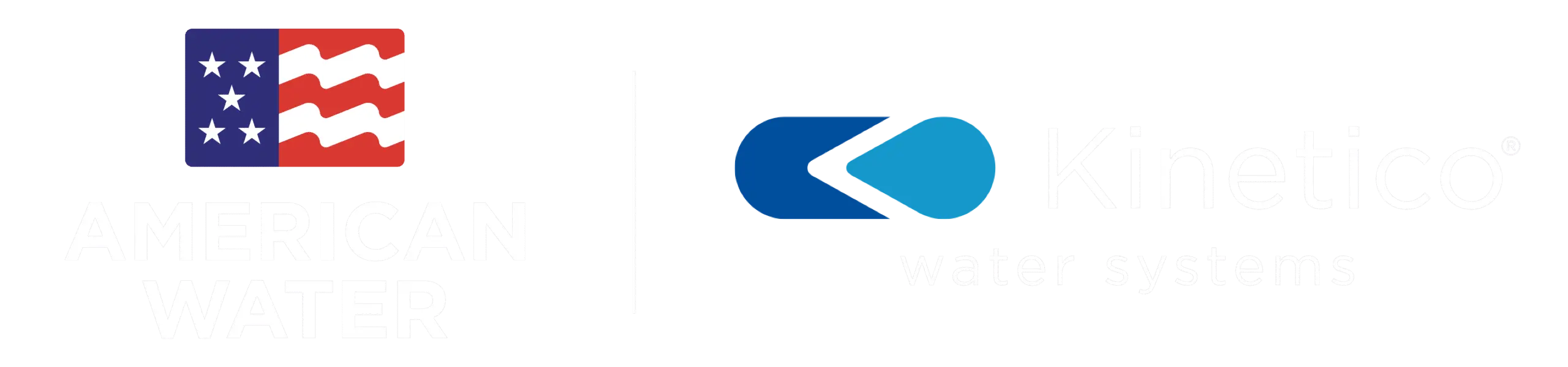 Logos for American Water and Kinetico water systems side by side.